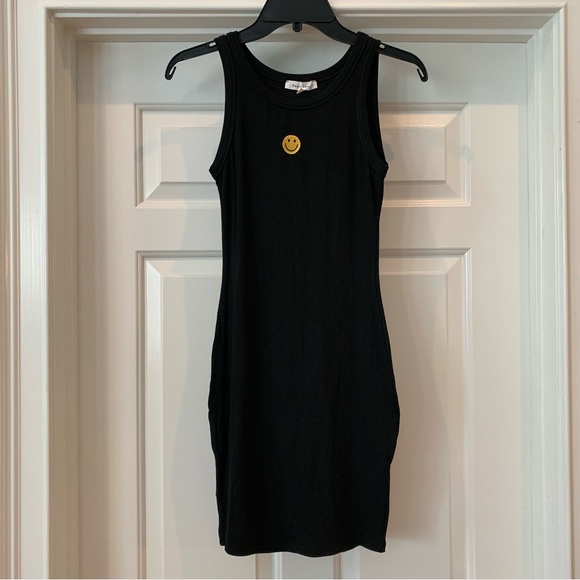 Dressed in LALA Dresses & Skirts - Black Mini Bodycon Smiley Dress
